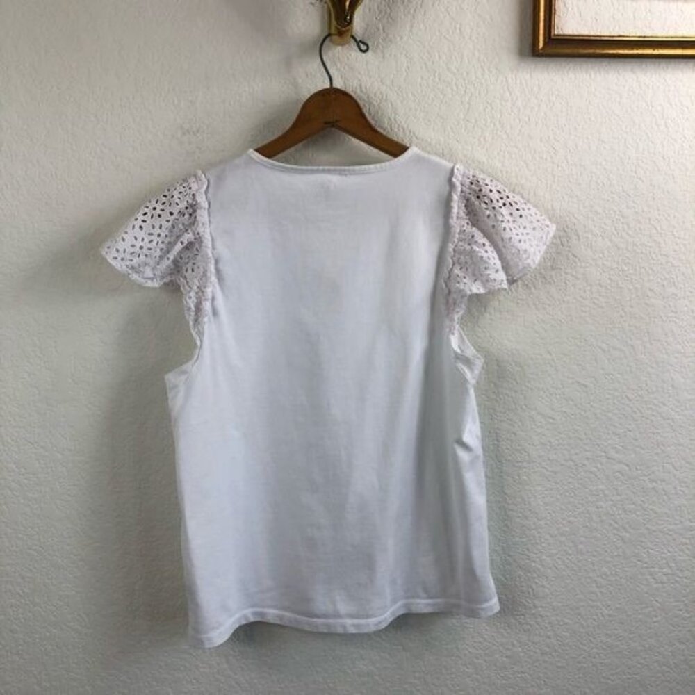 Kate Spade Eyelet Mixed Media Tee In White - Picture 4 of 6